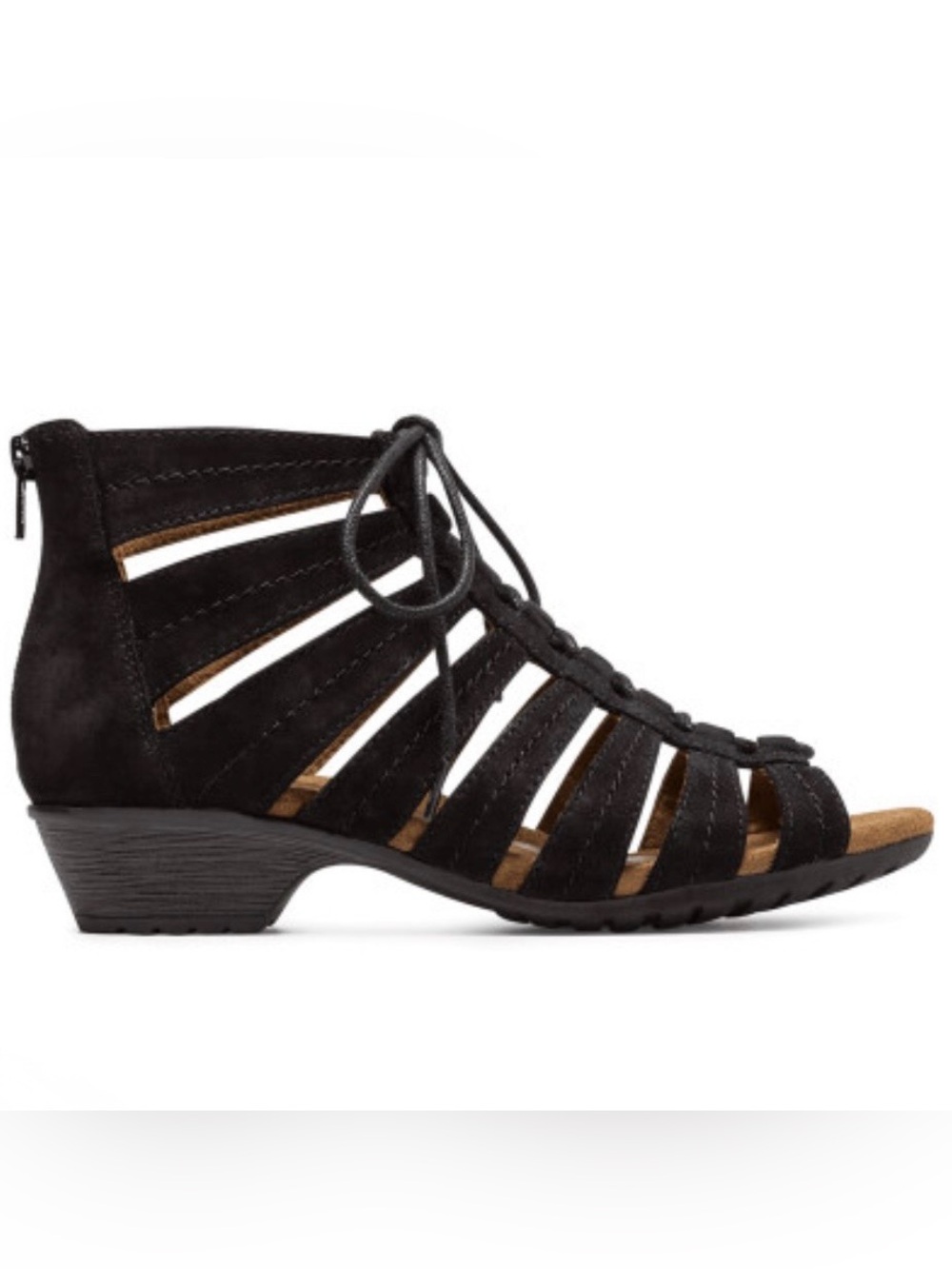 Rockport Cobb Hill “Gabby” Black Nubuck Leather Gladiator Sandals 9.5W
